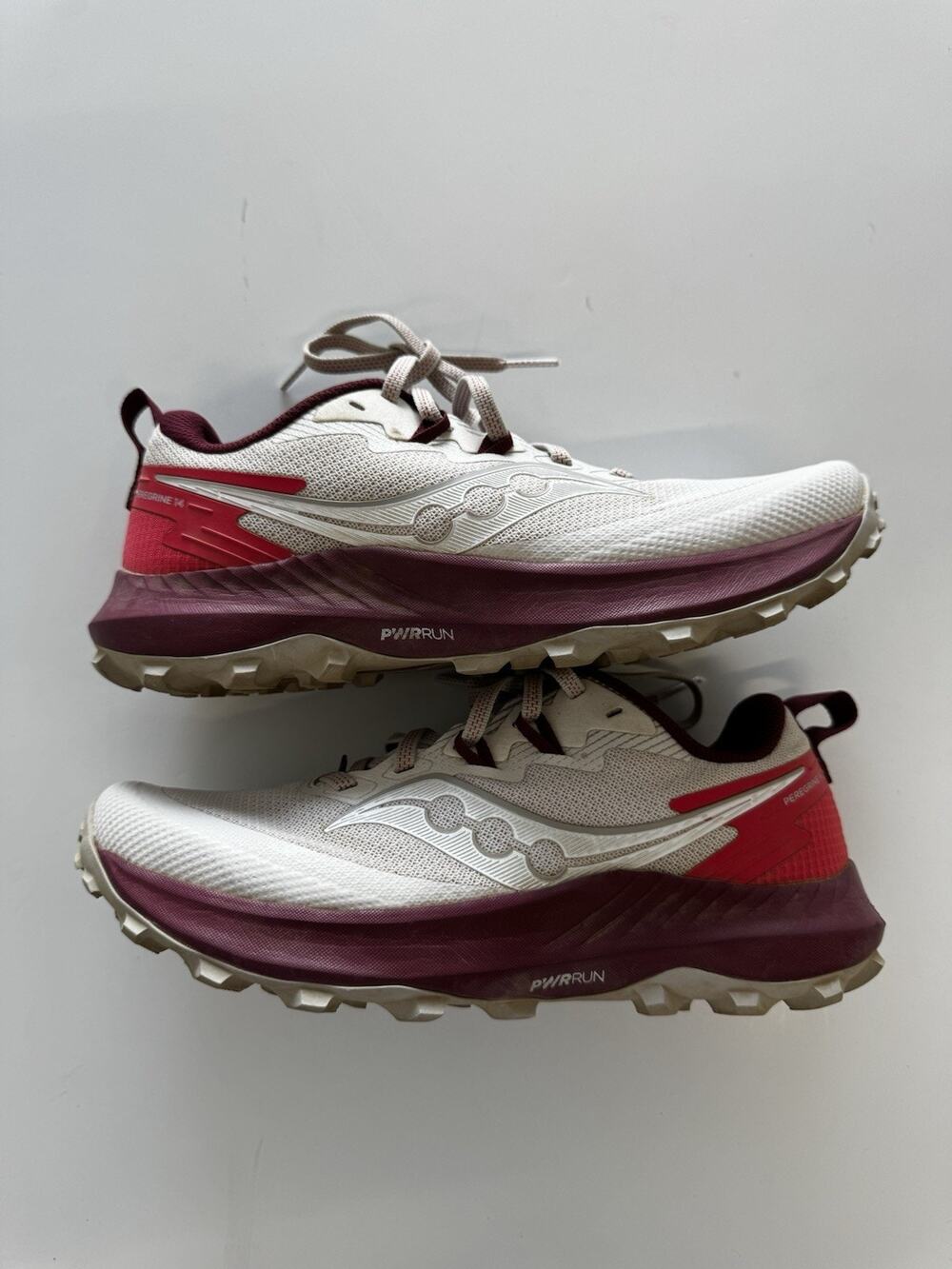 Saucony Women Peregrine 14 Trail Running Shoes 9 Dove Currant Grise WORN ONCE